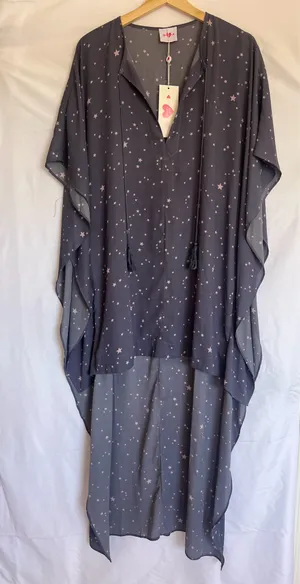 Y2K Buddy Love Gray Star-Print High low Dress thumbnail 1