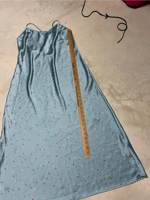 Free people intimately easy to love Light Blue Satin Slip midi Dress large thumbnail 3