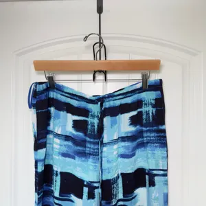 Natori Women’s Medium Blue Abstract Pattern Lounge‎ Casual Pants Resortwear thumbnail 3