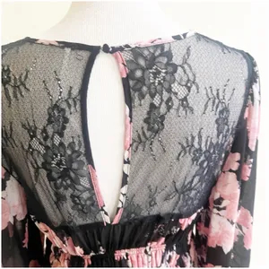 Free People Daphne Floral Blouse Midnight Combo Size Large Black Pink Whimsigoth thumbnail 6