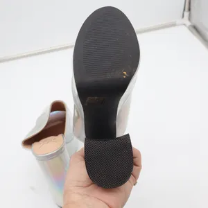 NYLA Silver Holographic Platform Mules Chunky Block Heel Open Toe Size 7 thumbnail 7