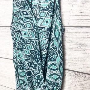 New York & Company Teal Blue Tribal Print Halter Top Wrap Blouse Size Medium thumbnail 9