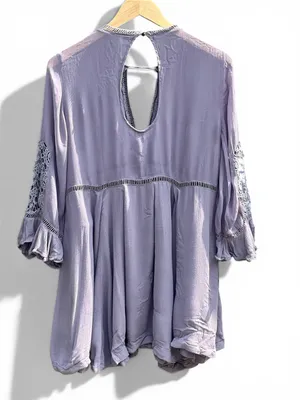 Free People Lilac Crochet Lace Tunic Dress Boho Small thumbnail 13
