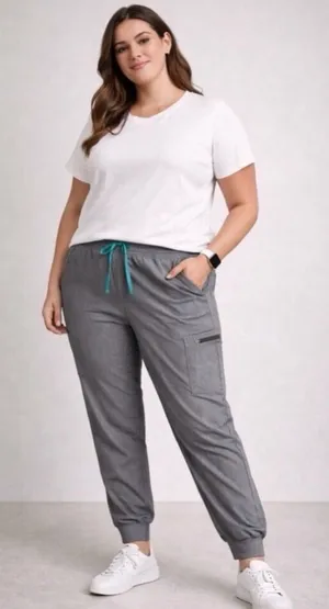 Figs Women's Graphite Gray Zamora‎ Ruched Waist Jogger Scrub Pants XL Petite thumbnail 1