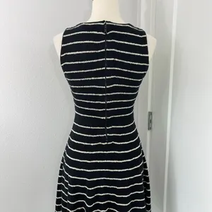 Alice + Olivia Small Black, White Monah Pinstripe Stretch Knit Sleeveless Dress thumbnail 4