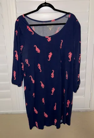 Lilly Pulitzer Navy Long-Sleeve Dress with Pink Trim thumbnail 1