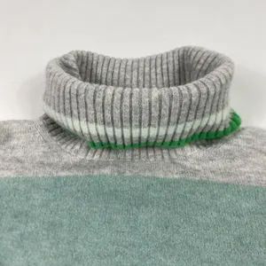 J Crew Sweater Womens XS Gray Green‎ Stripe Turtleneck Merino Alpaca Knit thumbnail 2