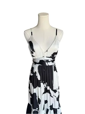 Hutch x Anthropologie - Guthrie Floral Satin Maxi Dress Side Slit Tie Back Sz 2 thumbnail 4
