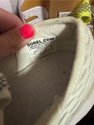 Sorel White Knit Lace-Up Platform Sneakers with Gum Outsole and Yellow Heel Tab thumbnail 4