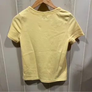 Breckenridge Cute crochet collar buttercup yellow cotton blend top classic basics pastel thumbnail 9