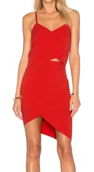 Elliatt x Revolve Red Cutout Asymmetrical Mini Dress Size S Valentine’s thumbnail 1