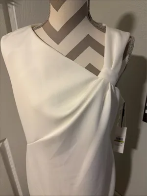 Calvin Klein New! One-Shoulder White Sheath Dress size 14 thumbnail 2
