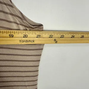 LOGO Layers Tunic Top XL Taupe Stripe Boho‎ Neutral Soft Girl Ruffle Hem thumbnail 6