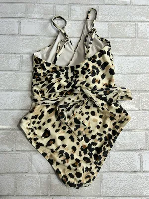 Aerie Women’s Leopard Print Wrap One-Piece Swimsuit pool Resort - size Small thumbnail 2
