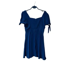Lulus Blue Button Front Bow Sleeve Mini Dress Small thumbnail 3