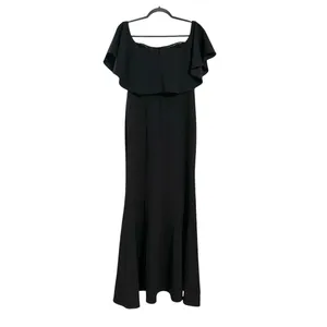 BHLDN Dara Black Off Shoulder Ruffle Sleeve Gown Maxi Dress US 10 thumbnail 4