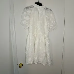 NWT H&M White Jacquard-Weave Dress Size Large thumbnail 5
