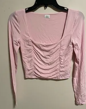 Aritzia Wilfred Lydia Square Neck Ruched Top in Poetic Pink- Size Small thumbnail 1