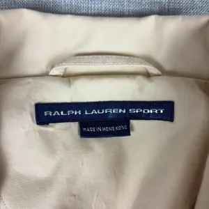 Vintage Ralph Lauren Sport Coat Womens Large Beige Cotton Overcoat Collared 90s thumbnail 3