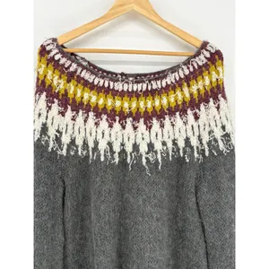 Free People Baltic Fair Isle Knit Sweater Large Gray Alpaca Mohair Blend thumbnail 4