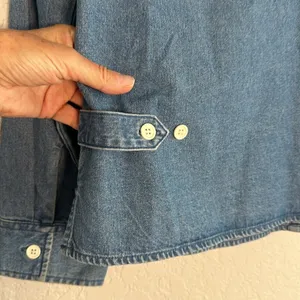 Christopher & Banks Denim Embroidered Button Up Shirt Polar Bear Snow Teacher thumbnail 8