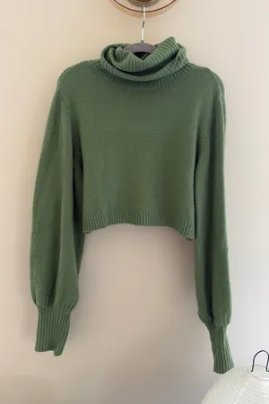 Princess Polly Green Turtleneck Sweater Cropped thumbnail 1