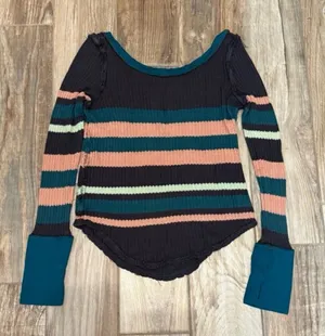 Free People Thermal Striped Long Sleeve thumbnail 1