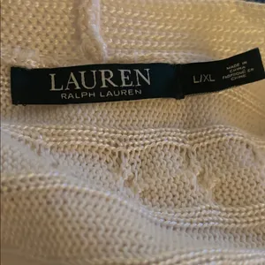 Lauren Ralph Lauren LRL Black Label Ivory Cableknit Open Cardigan Sz L/XL Cozy thumbnail 6