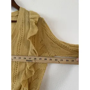 Dress Forum Yellow Ruffle Open Knit Cardigan Sweater Women’s Small NWT]=' thumbnail 7