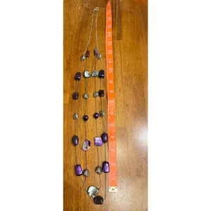 long bohemian necklace purple and silver beads along multiple strands (7871) thumbnail 4