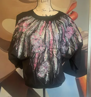 Cindy Collin’s painted sparkle embellished 1980s top thumbnail 1