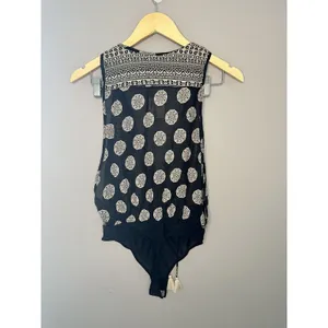 Free People Intimately Bodysuit Womens XS Black Printed Tassel OB1469393 Boho thumbnail 10