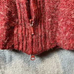Royal Robbins Chunky Knit Red Marled Wool Blend Cable Knit Zip Up Jacket Size LG thumbnail 5