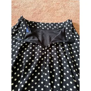 Blue Par Polka Dot Wrap Skater Skirt Black White Retro Pinup M thumbnail 7