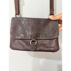 Jack Georges Voyager Crossbody Bag Brown Genuine Leather Floral Carving‎ Boho U thumbnail 2