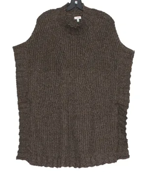 NWT Aerie Preppy Sweater Vest Oversized Chunky Brown L/XL Dark Academia Cozy thumbnail 1