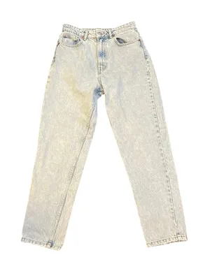 Zara Light Wash High Rise Taper Denim Jeans SZ 8 Vintage Inspired Acid Wash 90s thumbnail 1
