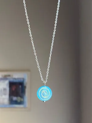 Handmade spiral swirl uzumaki funky boho fairy style simple necklace🌀 thumbnail 2