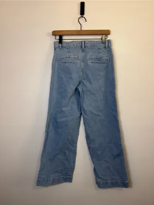 Loft Palmer Denim Wide Leg Crop Pants in Refined Blue Wash thumbnail 4