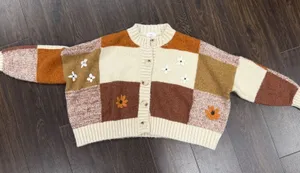 Luna‎ Ivy Patchwork Floral Embroidered Button-Front Cardigan Sweater - Size XS thumbnail 1