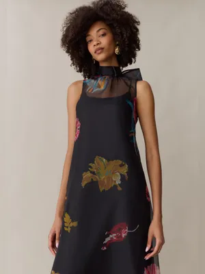 NWT Few Moda Alette Dress size Large L Caara Tulip Garden black floral maxi thumbnail 3