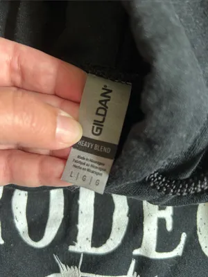 Gildan Black Hoodie with White Rodeo Skull Graphic thumbnail 2