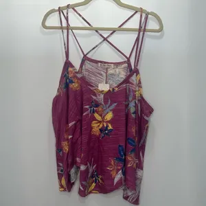 NWT We the Free Free People Hey Girl Cotton Tank Top In Spring Plum Combo thumbnail 4