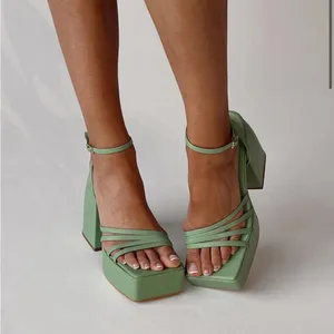 Princess Polly La Belle Platform Heels Green Sz 6 Strappy thumbnail 1