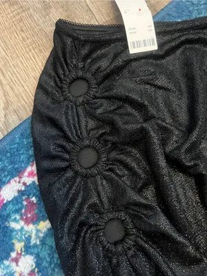 NWT urban outfitters Black High-Slit Ruched Midi Skirt with keyholes thumbnail 13
