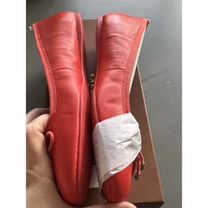 NEW COACH SIZE 9.5 Lara Silk Nappa Ballet Flats Orange Leather Bow Logo Shoes‎ thumbnail 8