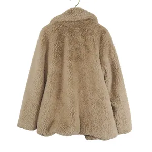 Avec Les Filles Tan Dove Brown Faux Fur Coat Size Small Notch Collar thumbnail 5