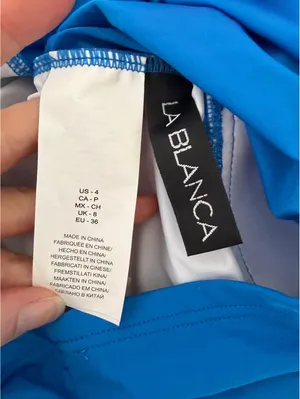 La Blanca Island Goddess Twist Tie Black Tankini Swim Top Blue Size 4 Modest thumbnail 4