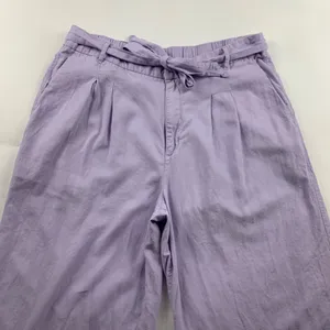 Old Navy Dusky Lavender Linen Blend Belted Wide Leg Cropped Pant XL thumbnail 2