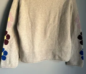 NEW Madewell Belmore Floral-Sleeve Pullover Sweater in Coziest Textured Yarn thumbnail 7